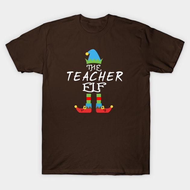 The Teacher Elf Matching Family Group Christmas Party T-Shirt by CareTees